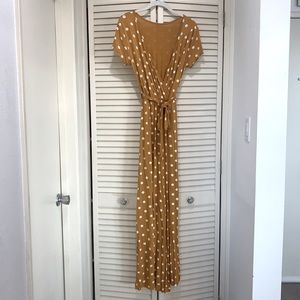 Yellow and White Polka Dot Maxi Dress